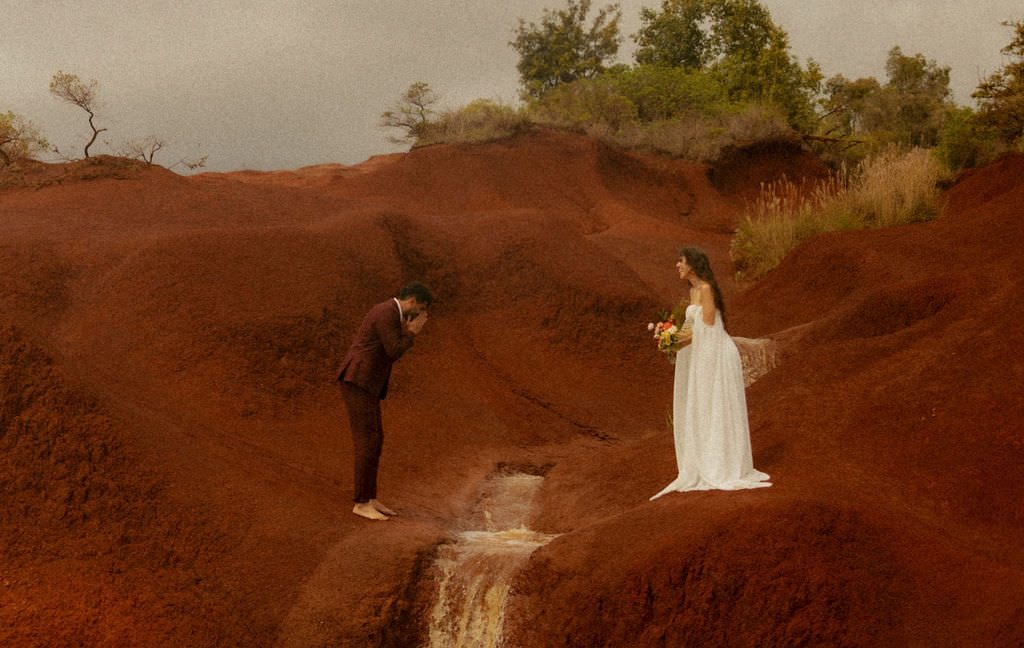 red dirt waterfall elopement